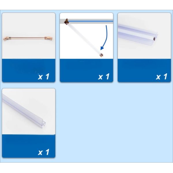 25 Perfil de puerta de ducha cuadrada Instalación fácil con accesorios de hardware