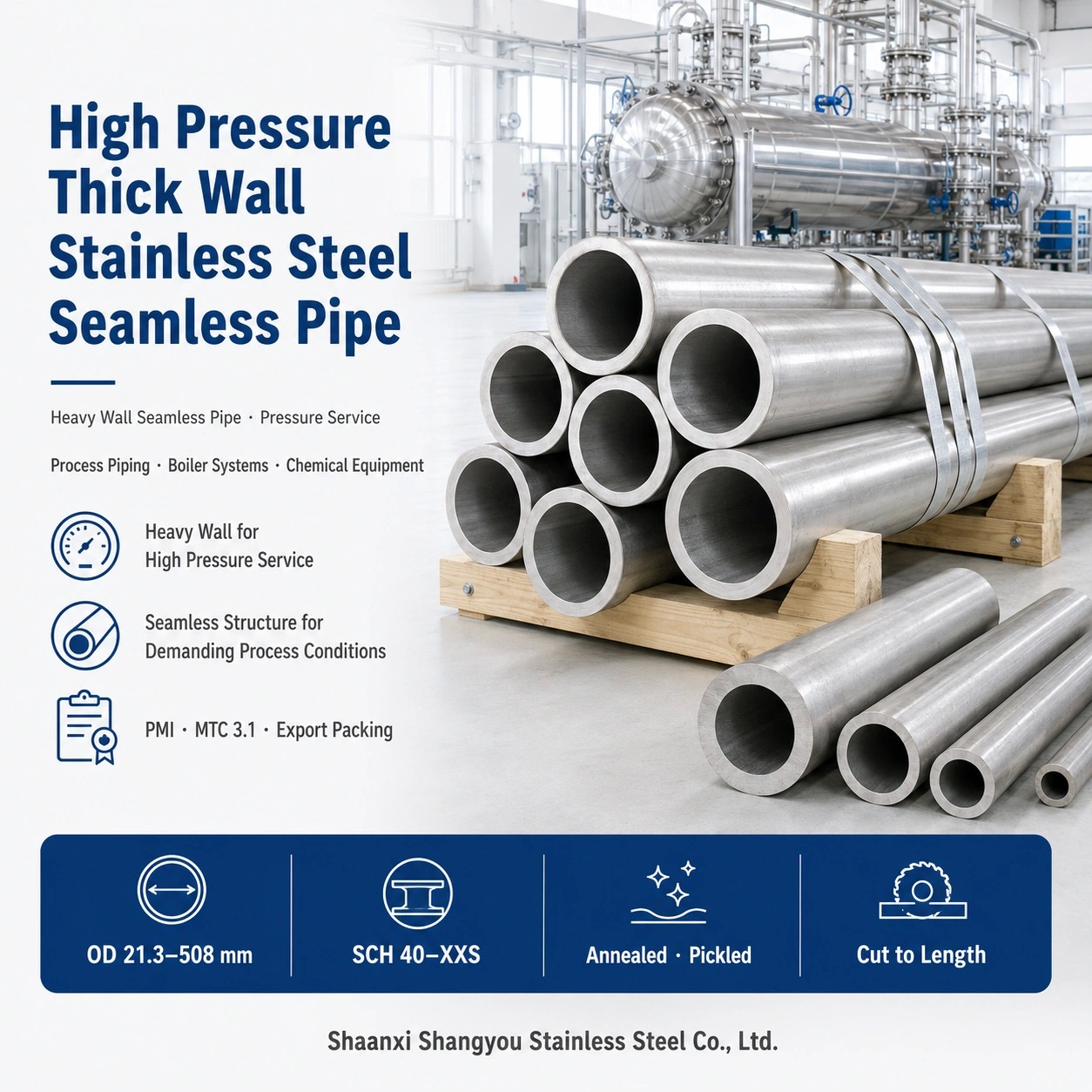 ASTM A312 High Pressure Thick Wall Stainless Steel Seamless Pipe with Heavy Gauge and Enhanced Strength