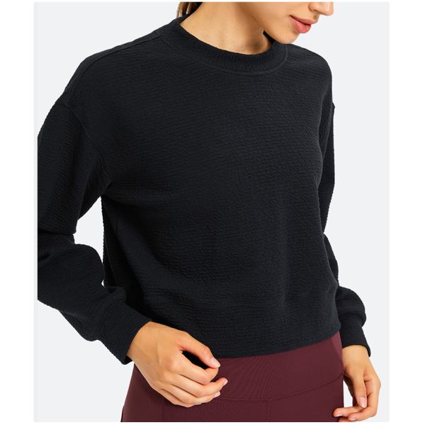 Свободная йога дам покрывает случайный свитер пуловера краткости хлопка хода фитнеса