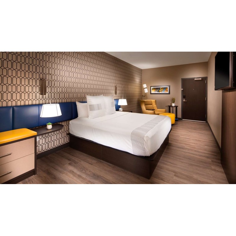 GLO Hotel Furniture Room Sets Queen Bed Standard Hotel Quality Lounge Sofa Fridge Cabinet Boutique Modern Usa Hotel Furniture