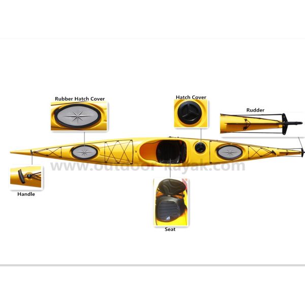 Взрослый LLDPE сидит внутри удить каяк, модернизированное красивое каяка открытой палубы сформированный