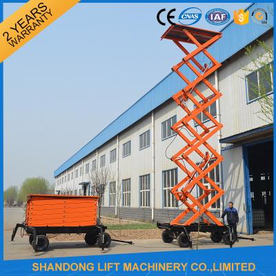 High Raising 4 Wheel Aerial Work Platform ,  CE 18m Hydraulic Electric Mobile Scissor Tables