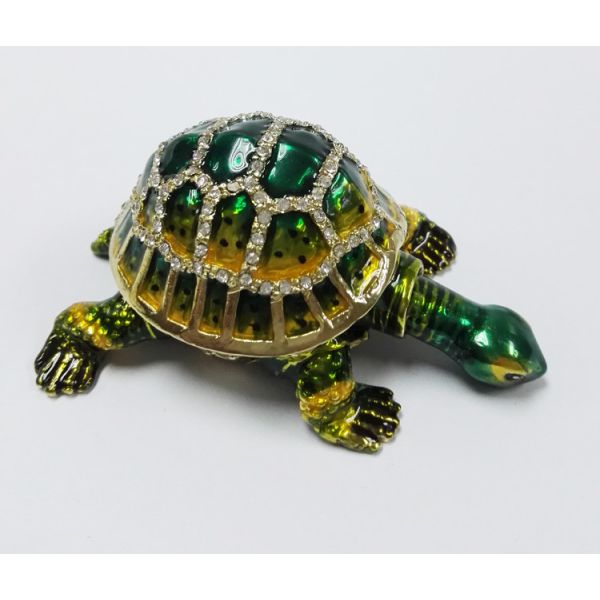 Lucky jeweled trinket boxes green  turtle trinket box metal  turtle jewelry box