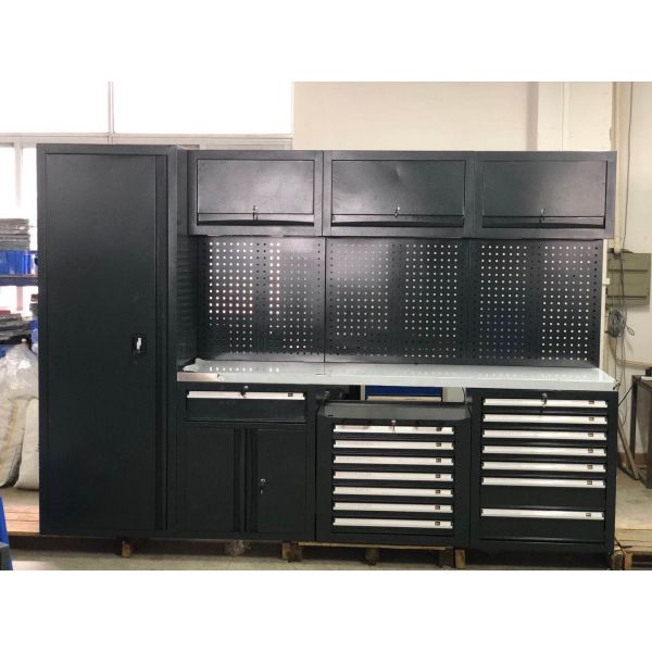 Black Spacious Metal Garage Workbench Cabinets W2400 D610 H40mm