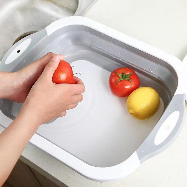 Custom Logo Dish Tub for Washing and Draining Veggies Fruits Foldable Cutting Board