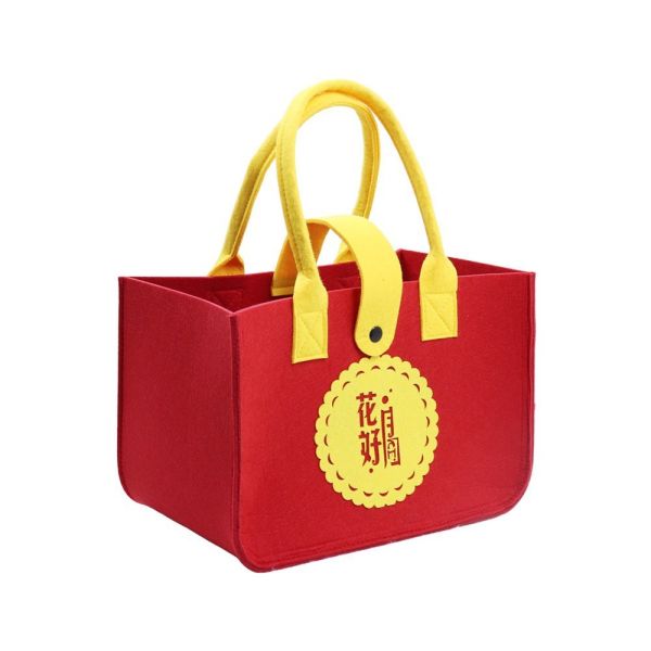 Eco Friendly Custom Logo Women'S Large Capacity Grocery Felt Bag Reusable Colorful Felt Shopping Tote Bags For Shopping