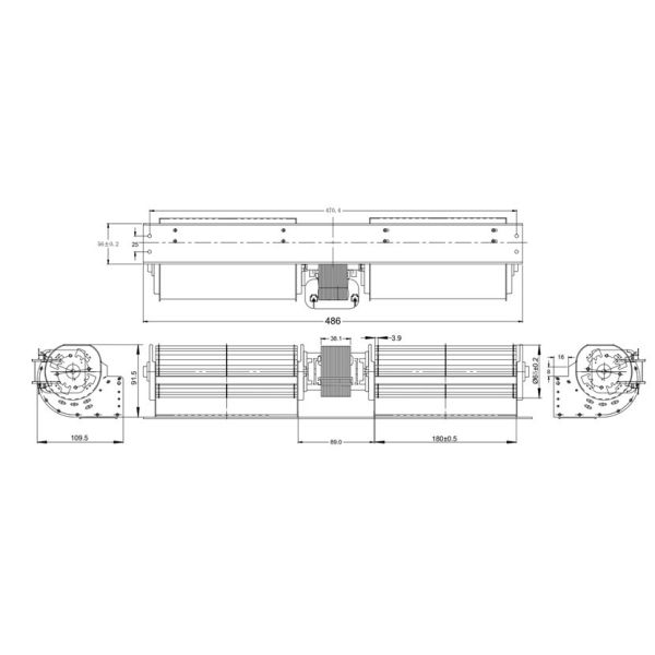 Воздуходувка клетки белки высокого вентилятора воздуходувки перекрестного течения 90W низкого 80W двойная