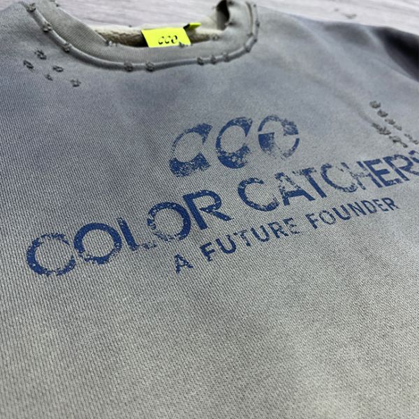 Custom Distressed Ripped Screen Print Sweatshirt French Terry Crew Neck Color Vintage Washed Fleece Sweatshirts Men