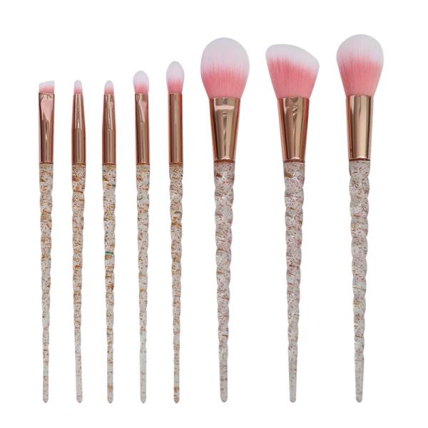 8PCS Fashion Design Cosmetic Brush Pink Glitter Plastic Handle Makeup Brush