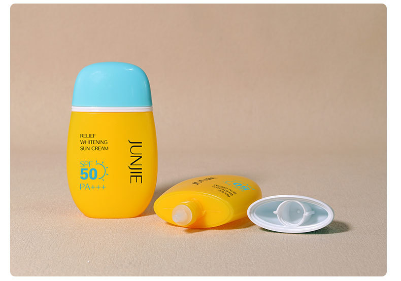 JUNJIE 50ml 70ml Sunscreen Bottle Lotion Cream Cosmetic Packaging Bottle Sunscreen Packaging Squeeze Bottle with Nozzle