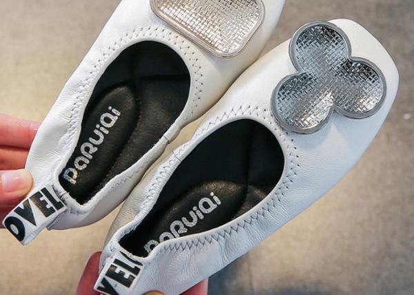 Cowhide Material Slip On Ballet Shoes
