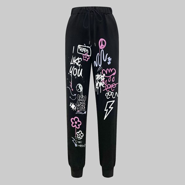 Knitted Women Pants Flat Front Casual Wear Wide Leg Sweatpants Womens