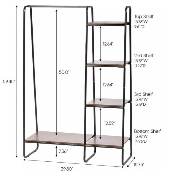 Bedroom Modern Wardrobe Cabinet Wooden Cloth Stand rack 4 Tier