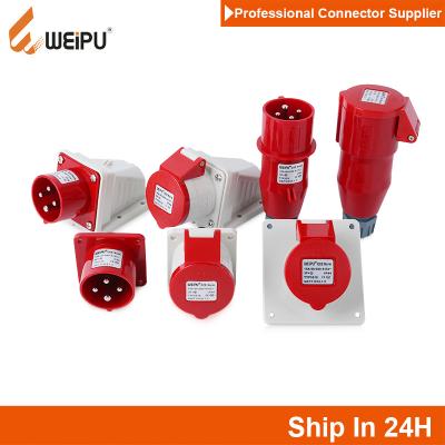 Weipu TYP Industrial Plug Socket 16A-32A Red 4Pin IP44