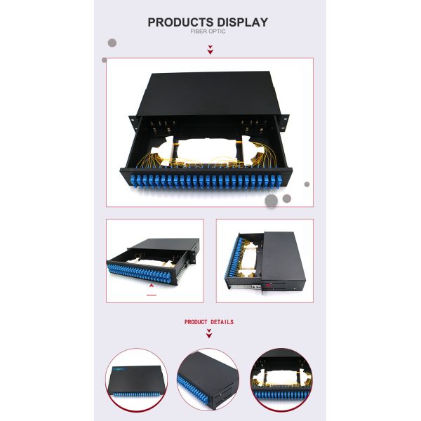 24 48 Ports SC Fiber Optic Rack Mount ODF Optical Distribution Frame 19