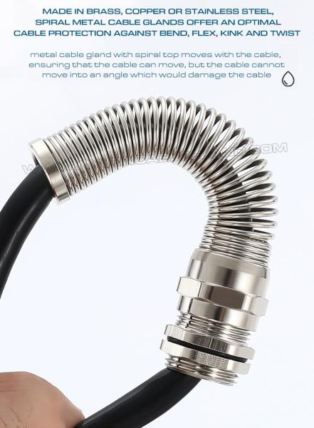 EMC Shielded Cable Glands Metric M12~M50 Stainless Steel Type 304, 316, 316L with Flexible Bend Protection