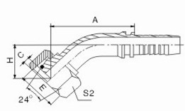 Соединение шланга гидросистемы штуцера рукава с плетеной внутренней прокладкой локтя 45 градусов метрическое женское