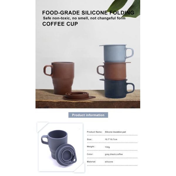 BPA Free 350ml Portable Silicone Collapsible Mug For Travel