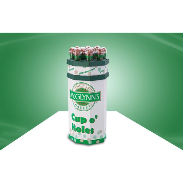 8 Faces  Recyclable Corrugated Cardboard Dump Bins Glossy / Matt PP Lamination For Cup Snacks