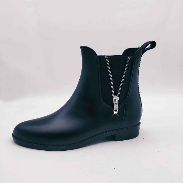 Bottes de pluie pour femmes à ouverture zippée, style cheville, design OEM, antidérapantes