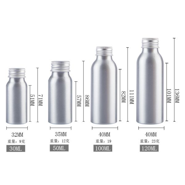 Empty Silver 15ml 30ml 50ml 100ml 250ml 500ml 600ml 1000ml Aluminum Water Bottle PERFUME Personal Skin Care Packaging