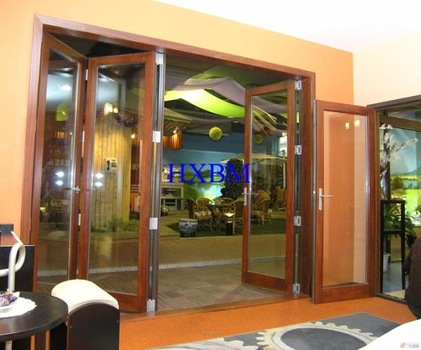 O dobro da cor da madeira da prova da água vitrificou as portas de alumínio para o mercado alemão