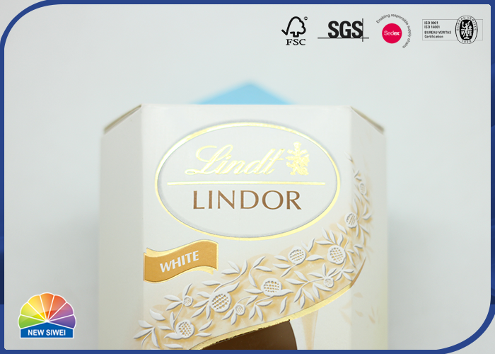 Empaquetado de papel del chocolate de la nuez de la caja del plegamiento de Sexangle de la categoría alimenticia de C1S