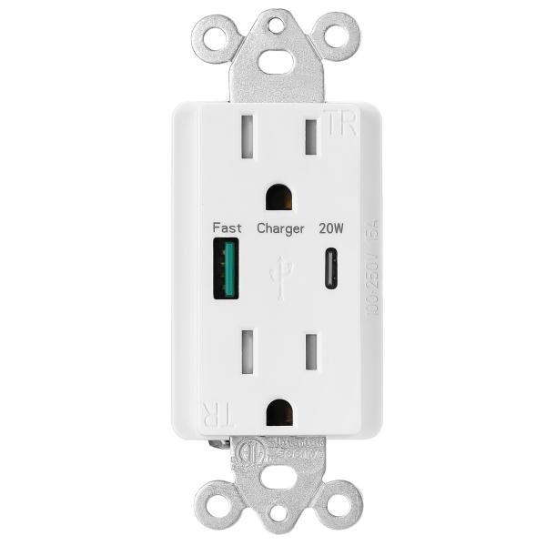 Speed PD20W Fast Charging USB Socket 15A 100-240V With Type C