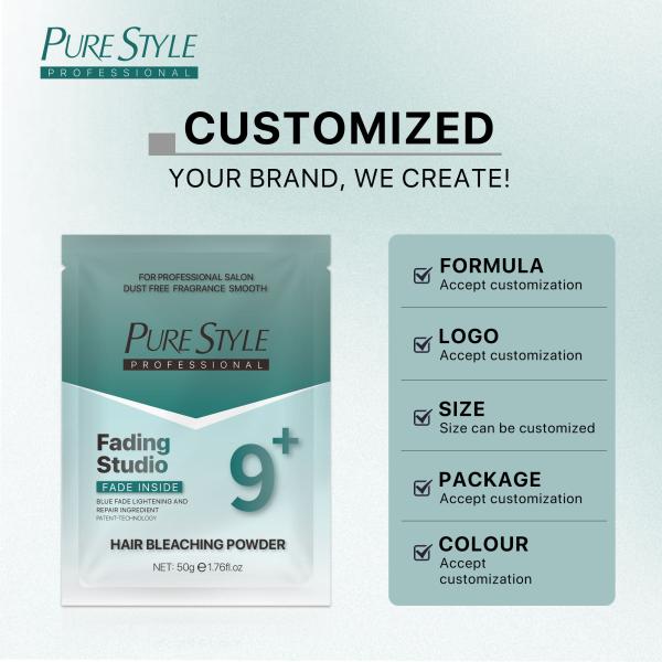 Premium  Hair Bleach Powder Raw Material in Bulk 50G Cosmetic Grade Hair Color Bleach Powder OEM Available