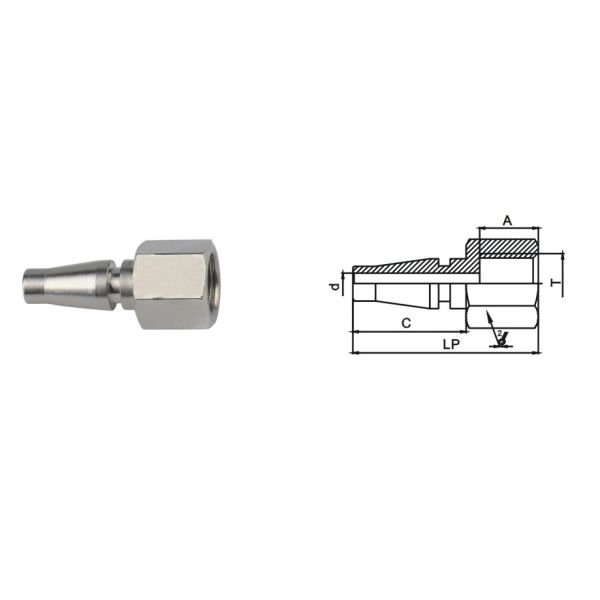 Nickle Plated Pneumatic Quick Connect Coupling In Brass LSQ-17 Rectus 17KA
