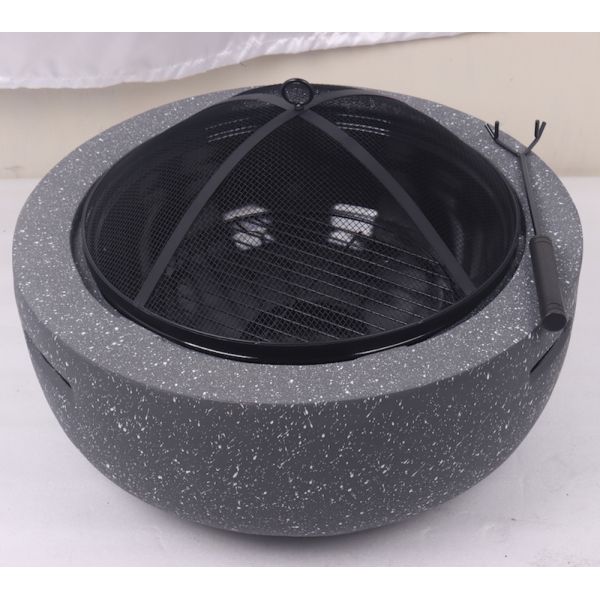 MGO Stone Barbecue Fire Bowl Painted Steel Fire Pit Cool Camping Accessories 59.5X34.5cm