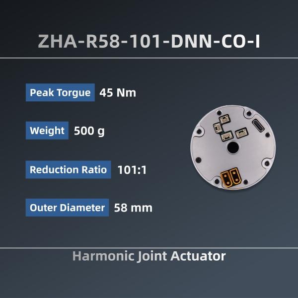 ZBDynamiX ZHA-R58-101-DNN-CO-I Integrated Harmonic Joint Actuator | 45 Nm Peak Torque, 101:1 Ratio, OD58 mm