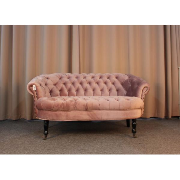 Vintage style tufted button sofa wing sofa with velvet fabric living room furniture wooden sofa