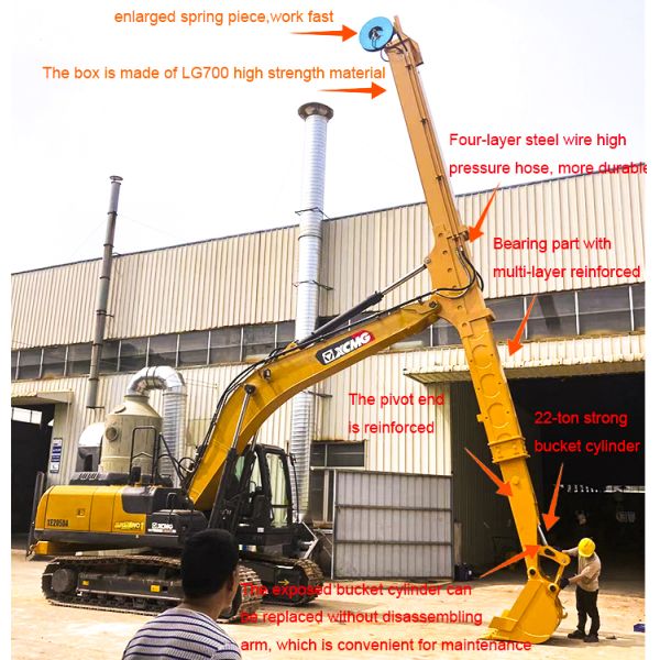 320 Long Boom Excavator Telescopic Arm , Excavator Telescopic Boom With Bucket