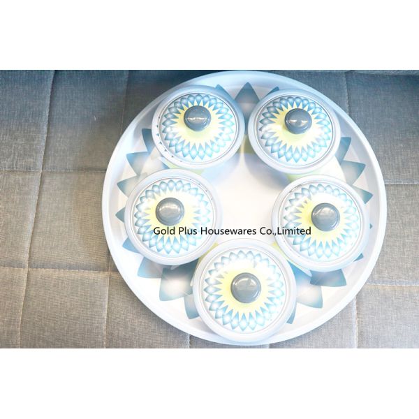 Kitchenware metal steel round shape food bowls set wholesale stainless steel 14cm sauce bowl with tray and lid