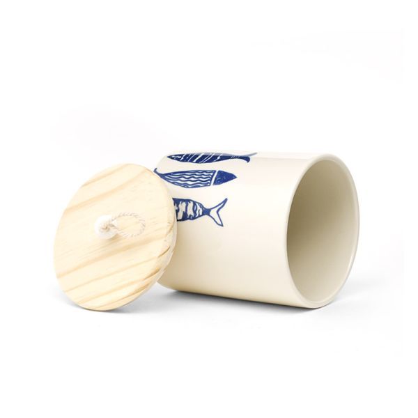 Геометрический океан Синий керамический контейнер настраивает чай кофе сахар хранилище банка для кухни с крышкой и кремниевым ри