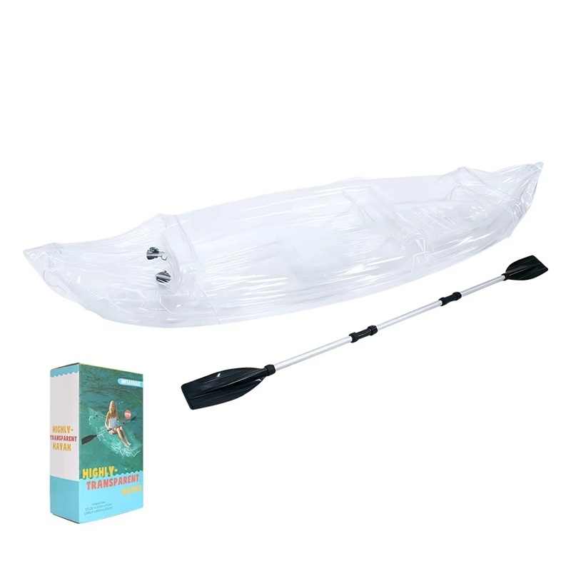 2-Person Inflatable PVC Kayak Folding Fishing Boat Thickened Assault Boat Transparent Outdoor Wading Rubber Boat