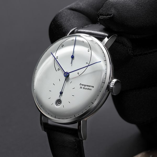 Marble Men'S Automatic Mechanical Watch Leather Strap With Luxury Dome Crystal