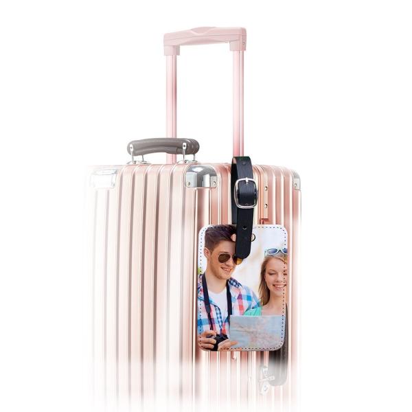 Double Sided Sparkle Custom Leather Luggage Tags For Sublimation Printing