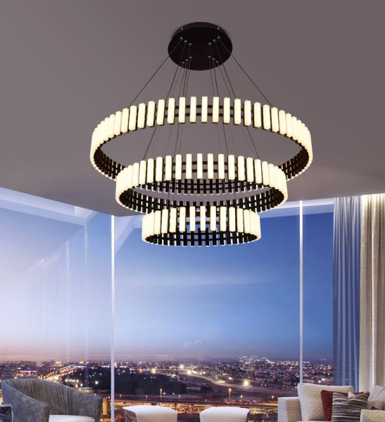 Piano Design New Design Metal Ring Modern LED Round Chandelier Circle Pendant Light Acrylic and metal DIY designer
