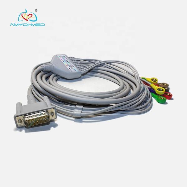 15 Pin Philips Ecg Cable 10 Lead Snap 2.4M TPU Jacket For Spo2 Machines