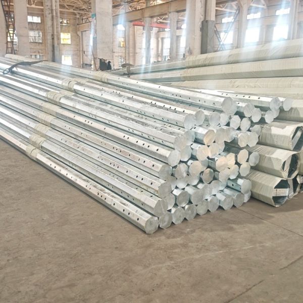 35FT Q355B 500KGF Distribution Steel Pole Hot Dip Galvanizing Galvanized Metal Pipe
