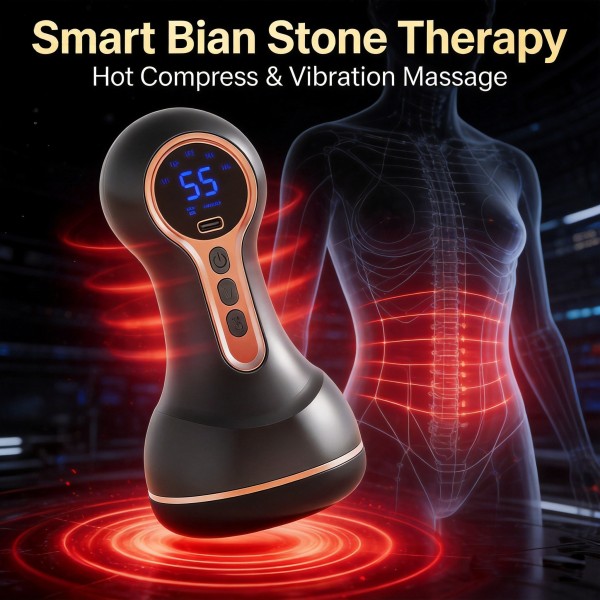 Professional Electric Bian Stone Heating Massage Device for Abdominal Care
