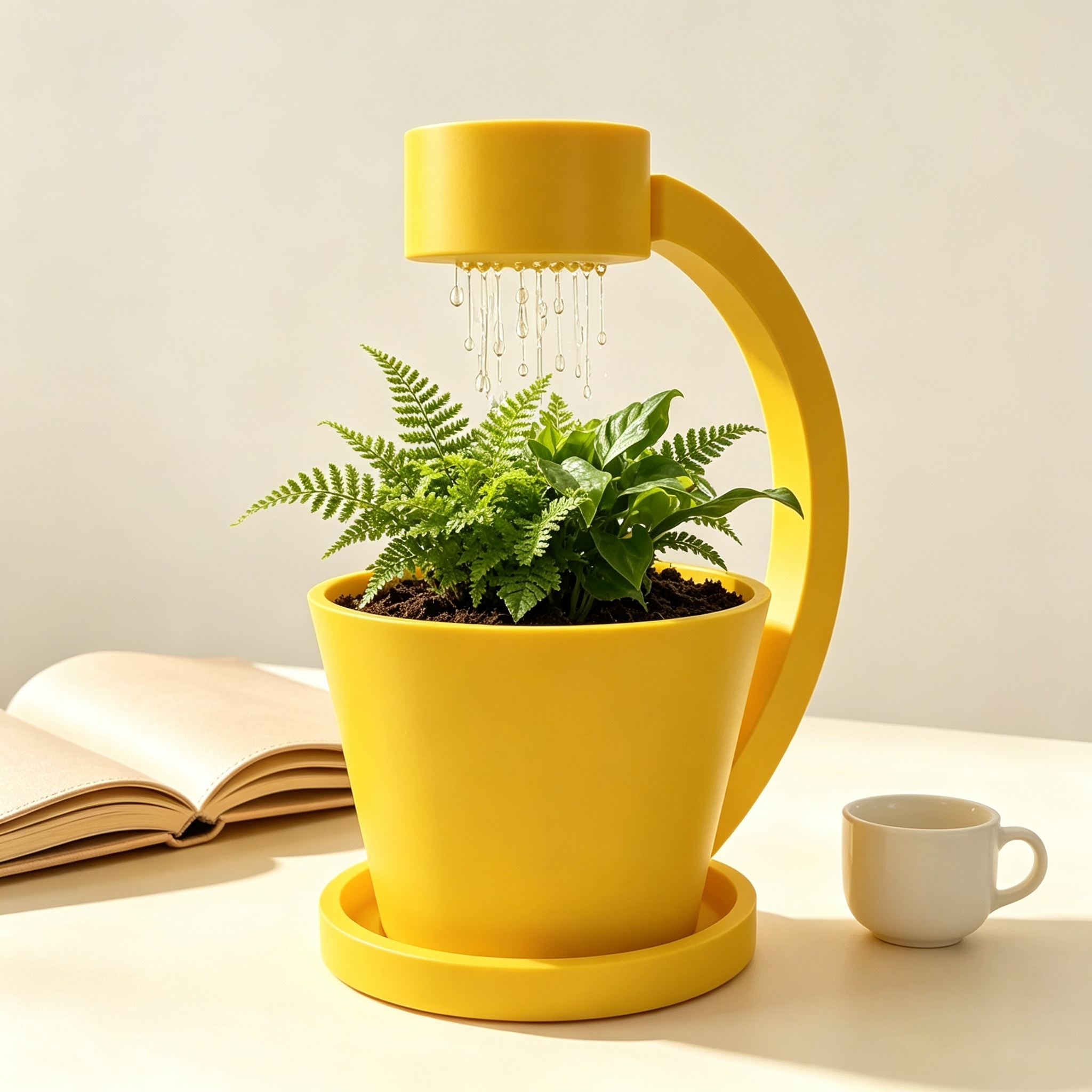 Curved Arch 3D Printed Decor Indoor Self Watering Rain Simulation Flower Pot