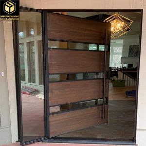 Porte d'entrée pivotante en aluminium avec treillis de sécurité en acier inoxydable pour une sécurité accrue