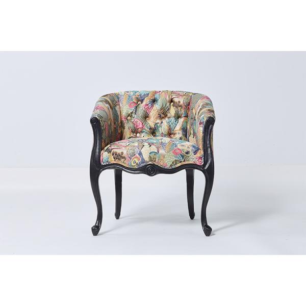 Elegant black with grain Wood Frame Chair French Style Chair Crazy birds Fabric Antique Armchair Accent chair