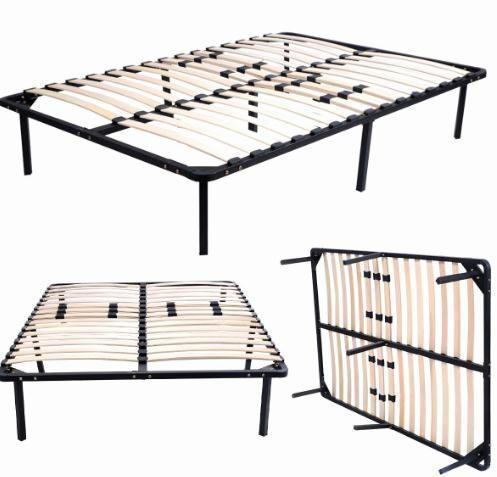Hotel Square Black Metal Slatted Bed Base , Detachable Metal Sprung Bed Base