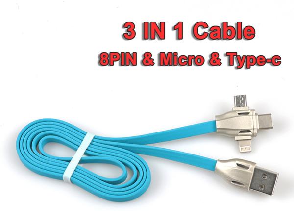 2018 New trending products logo printing fast charger 3 in 1 usb cable