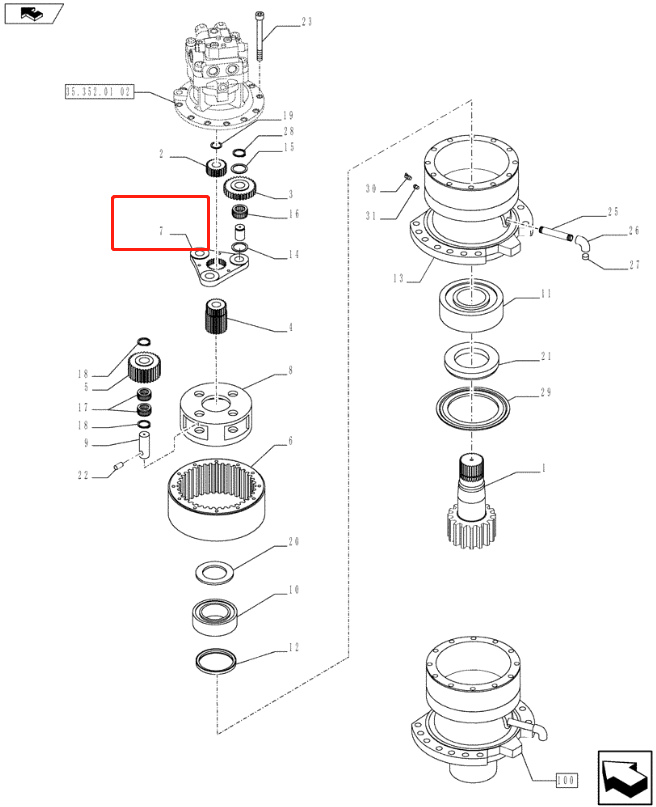 Kobelco SK210-8S YN32W01123F1 Planetary Gear Parts Swing Gearbox 1st Carrier