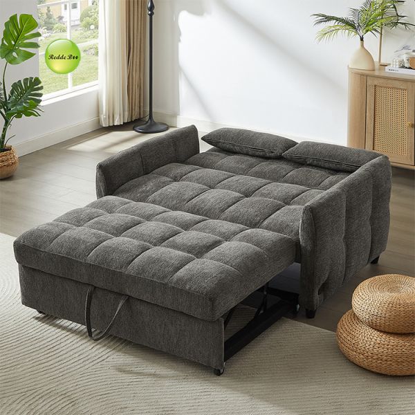 Modern Chenille Fabric Pull out Sofa Bed With USB Charge Saving-Sapce 2 Seater Sofa For Living Room Furniture